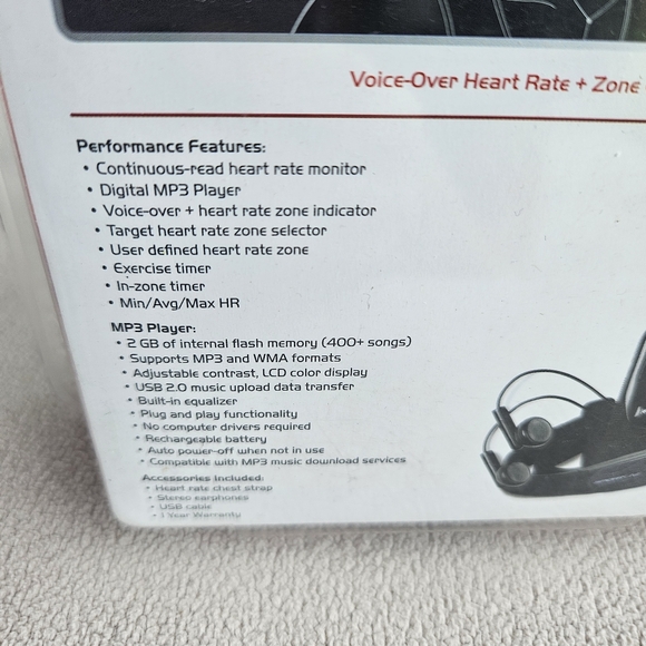 Sportline Meta MP3 Player & Heart Rate Monitor Model #1075 Black Portable 2GB - Picture 10 of 11